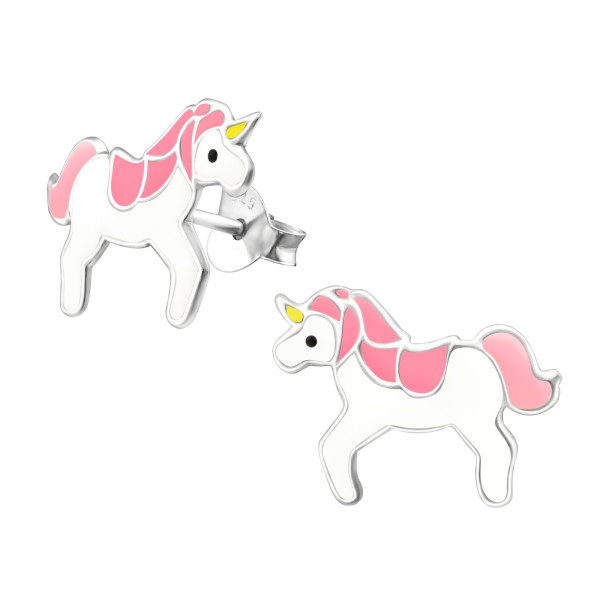 Children S Silver Unicorn Ear Studs Epoxy 18687